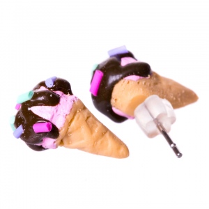 Aretes Mini Helado Fresa